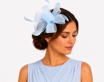 Baby Blue Light Blue Feather Fascinator: Weddings, Derby, Kentucky, Royal Ascot Hat