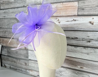 Chapeau Voile Fleur En Sinamay Gris Argenté Avec Touches Violettes - Parfait Pour Mariages Et Occasions Spéciales