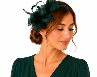 Emerald Green Perching Beret Hat Fascinator Adorned With 
