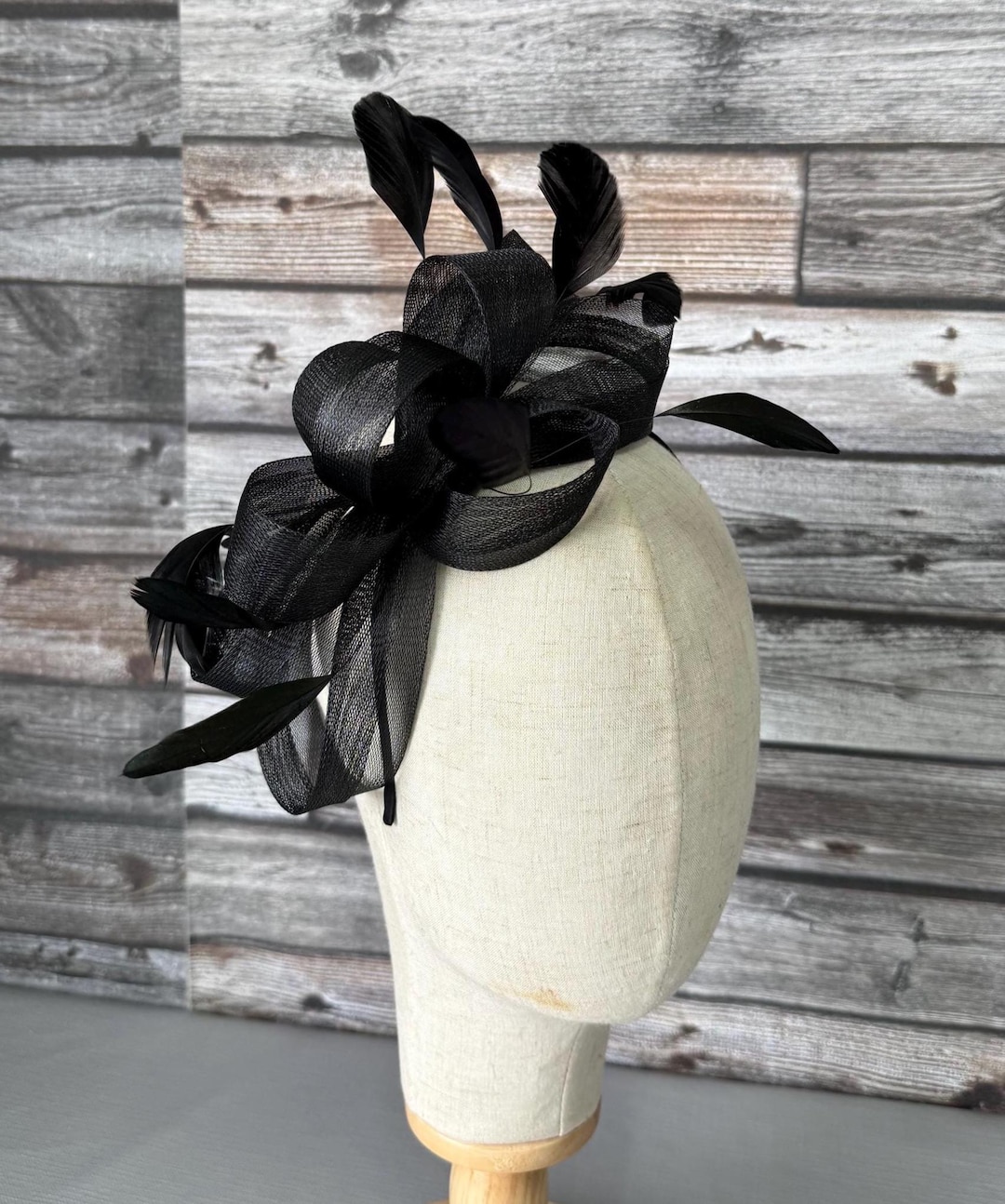 Black Feather Fascinator: Races, Weddings, Tea Party - Headband & Clip ...