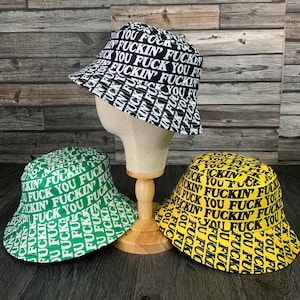 Bucket Hat, Sun Hat, Summer Hat, Unisex Hat, Fisherman Hat, Reversible, Cotton Hat, Beach Hat, Holiday Hat, Funny Hat, Reversible, Swearing