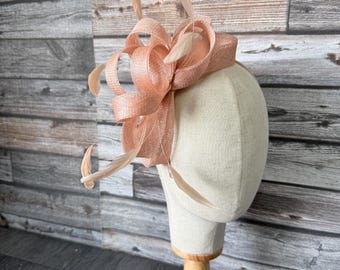 Peach Fascinator Hat: Handmade Wedding Races Headpiece