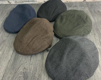 Herringbone Wool Newsboy Cap: Peaky Blinders Style Irish Flat Cap