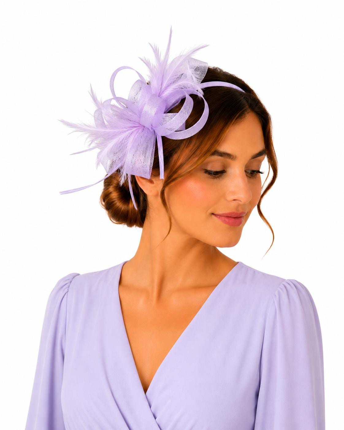 Lilac Purple Fascinator Hat: Handmade Feather Headpiece for Derby,…