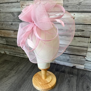 Light Pink Feather Fascinator: Handmade Wedding Ascot Kentucky Derby Headband Clip image 6