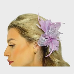 Lilac Purple Fascinator: Handmade Feather Headband, Races Weddings