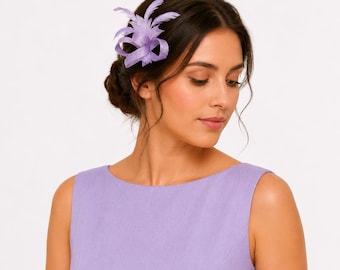 Lilac Purple Fascinator: Mini Small, Handmade Feather Headband, Races Weddings, Royal Ascot, Kentucky, Derby
