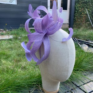 Lilac Purple Fascinator: Handmade Feather Headband, Races Weddings