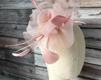 Blush Pink Feather Fascinator: Wedding, Races, Ascot - Handmade