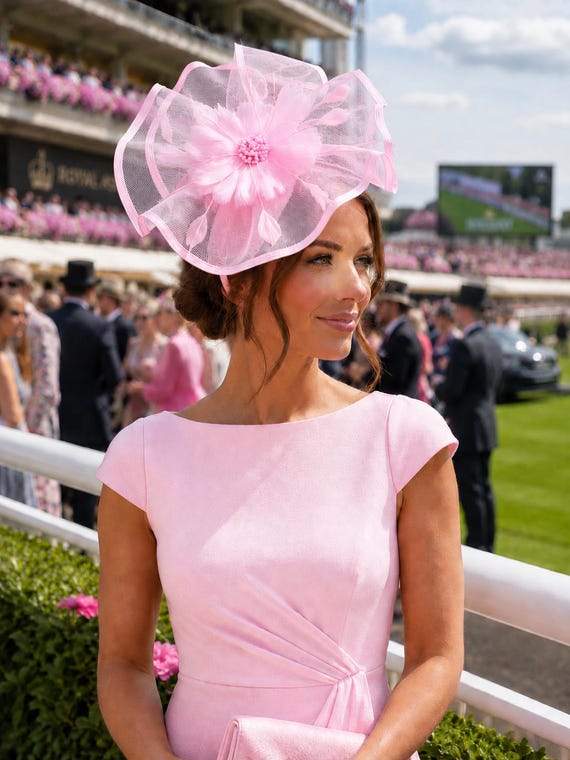 light pink dress with fascinator John Charles Dress 66303| Mother of the Bride