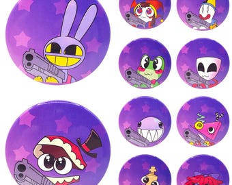 TADC LG Pin Badge Round Caine Bubble Pomni Jax Kaufmo Ribbit Kinger Ragatha Gangle Zooble Amazing Digital Circus