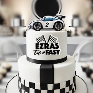 Two Fast Cake Topper Custom Racecar Charm Acrylic Birthday Decorations Race Theme Party Decor Boy Birthday Cake Supplies
