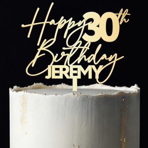 30th Birthday Cake Topper For Him For Her Happy 21st 50th 40th 60th 70th Cake Charm Personalized Custom Acrylic Gold Mirror Party Keepsake