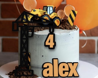 Under Construction Cake Topper Construction Theme Birthday Dump Truck Excavator Crane Smash Boy Party Decor Keepsake Personalized Custom