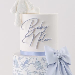 Custom First Name Newborn Shower Party Charm Personalized Double Layer Infant Keepsake Baby Sprinkle Celebration Cake Decoration Accessory