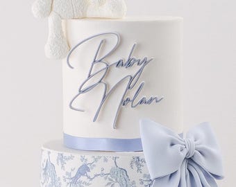 Custom First Name Newborn Shower Party Charm Personalized Double Layer Infant Keepsake Baby Sprinkle Celebration Cake Decoration Accessory