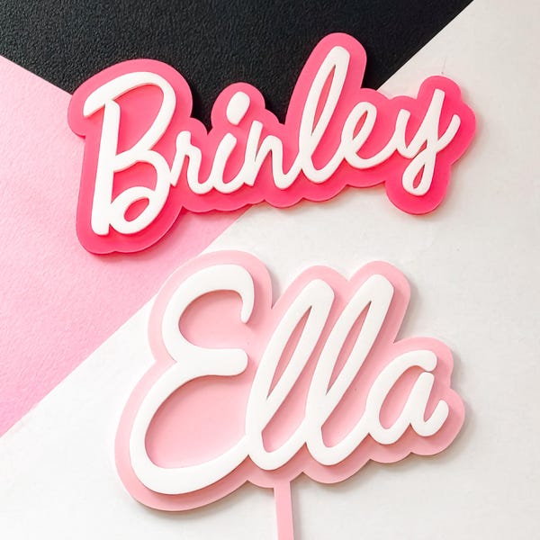 Personalized Acrylic Cake Topper: Doll Head Name Age Charm Set