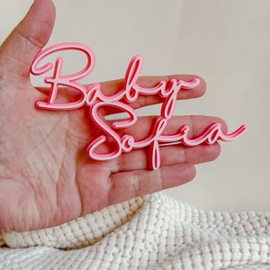 Custom First Name Baby Shower Cake Topper Name Charm Double Layer Personalized Baby Shower Newborn Party Decor