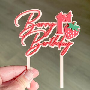 My Berry First Birthday Cake Topper Sweet One 1st Bday Strawberry Theme ...