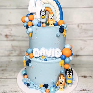 Blue Dog Cake Topper Personalized Name Heeler Charm Twoey Acrylic Custom Kids Party Decor