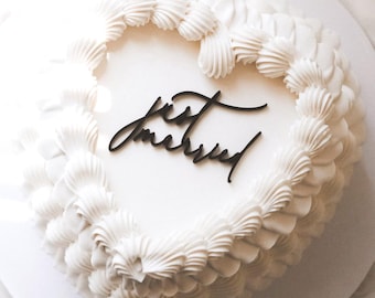 Just Married Cake Topper Flat Charm Acrylic Topper For Vintage Heart Cake Mini Flat Lay Custom Script Wedding Cake Engagement