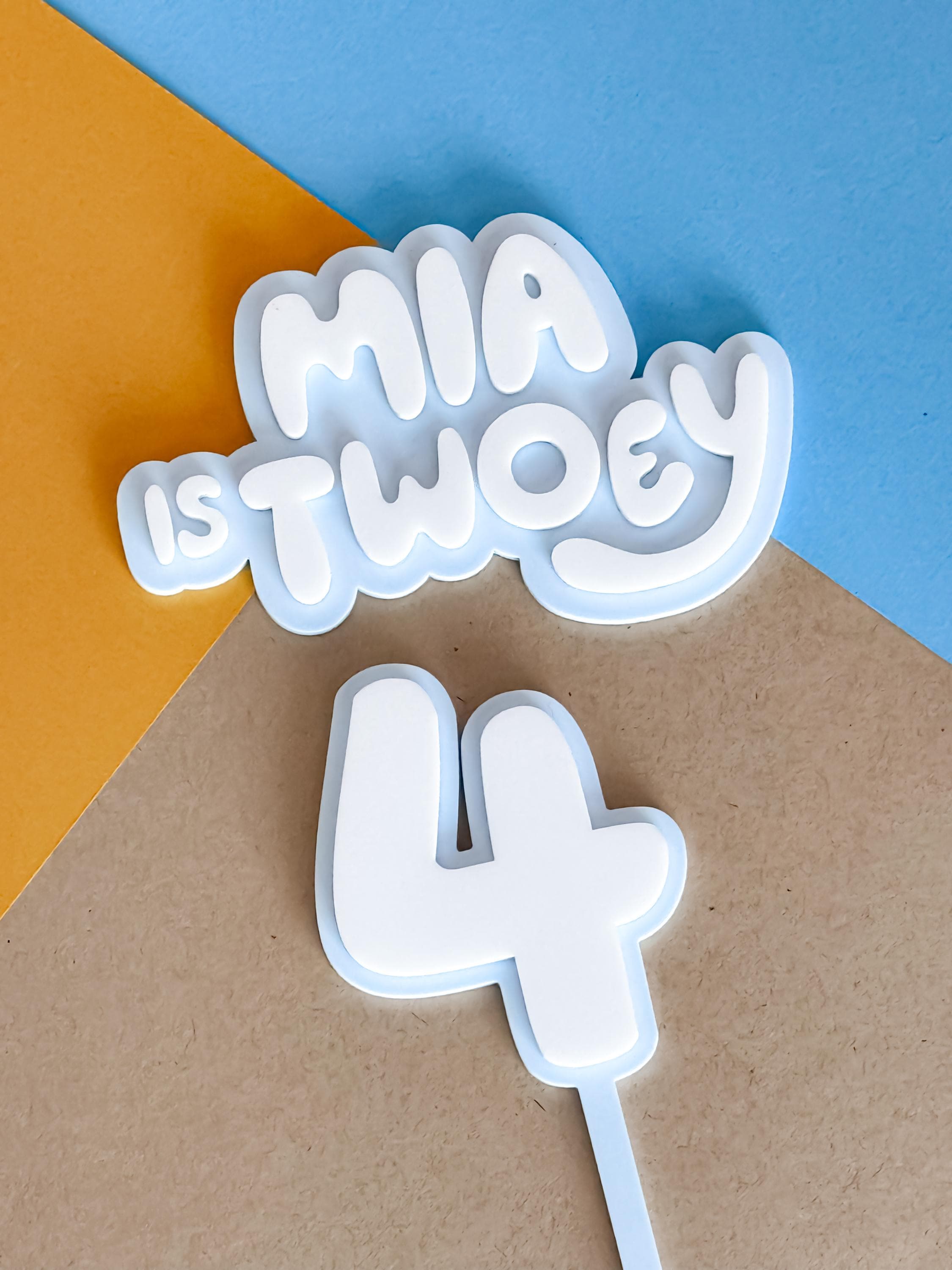 Blue Dog Cake Topper Personalized Name