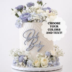Custom Acrylic Cake Topper Flat Vintage Baby Shower Personalized Birthday Just Married Twenty Fine Charm Heart Round Flatlay Oh Baby