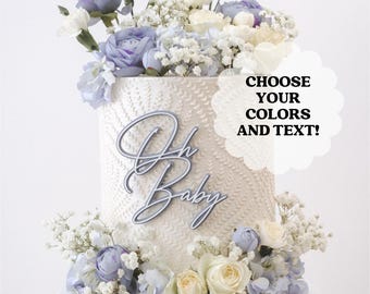 Décoration de gâteau acrylique personnalisée vintage Baby Shower pour anniversaire Just Married Twenty Fine Charm coeur rond Flatlay Oh Baby