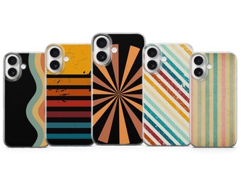 Retro Streifen Handyhülle Vintage Cover für iPhone 17 Pro Max, 16e, 15, 14, 13 & Samsung S26 Ultra, S25 FE, A57, A56, Pixel 10, 9A