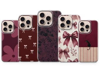 Burgundy Phone Case Deep Red Elegant  Cover for iPhone 17 Pro Max, 16e, 15, 14, 13 & Samsung S26 Ultra, S25 FE, A57, A56, Pixel 10, 9A