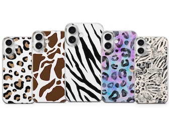 Animal Print Phone Case Zebra Leopard Cover for iPhone 17 Pro Max, 16e, 15, 14, 13 & Samsung S26 Ultra, S25 FE, A57, A56, Pixel 10, 9A