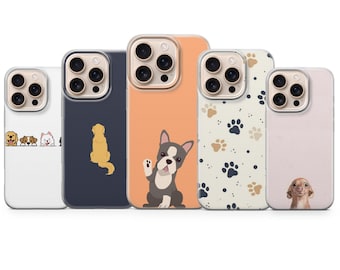 Dog Phone Case Paw Cute Dogs Cover for iPhone 17 Pro Max, 16e, 15, 14, 13 & Samsung S26 Ultra, S25 FE, A57, A56, Pixel 10, 9A