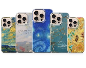 Capa para celular com arte de Vincent Van Gogh para iPhone 17 Pro Max, 16e, 15, 14, 13 e Samsung S26 Ultra, S25 FE, A57, A56, Pixel 10, 9A
