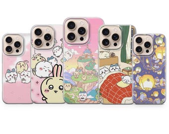 Chiikawa telefonskal japanskt fodral för iPhone 17 Pro Max, 16e, 15, 14, 13 och Samsung S25 Ultra, S24 FE, A56, A16, Pixel 10 XL, 9a, 8, 7