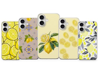 Yellow Lemon Phone Case Fruits Cover for iPhone 17 Pro Max, 16e, 15, 14, 13 & Samsung S26 Ultra, S25 FE, A57, A56, Pixel 10, 9A