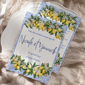 Faire part mariage Dolce Vita - Modèle Canva en français à personnaliser - Dolce Vita, Italie et citrons - Invitation mariage à imprimer