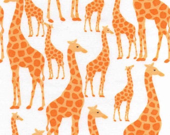 GIRAFFE MINI GIRAFFES COLORS WHITE YELLOW COTTON FABRIC FQ