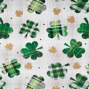 Shamrock Fabric  Shamrocks & Dots Metallic On White St. Patrick&#39;s Day Cotton Fabric 100% Cotton  Fat Quarter Ships 1 Business Day