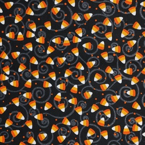 Halloween Fabric  Mini Candy Corn With Glitter Swirl Candy Corn FAT QUARTER Cotton Fabric Ships 1 Business Day