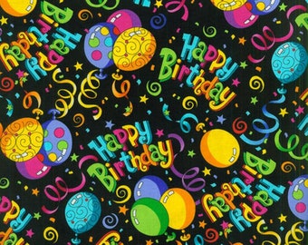 Happy Birthday Fabric Birthday Fabric By  High Fashions Fabric 100% Cotton Fat Quarter Ships 1 Business Day