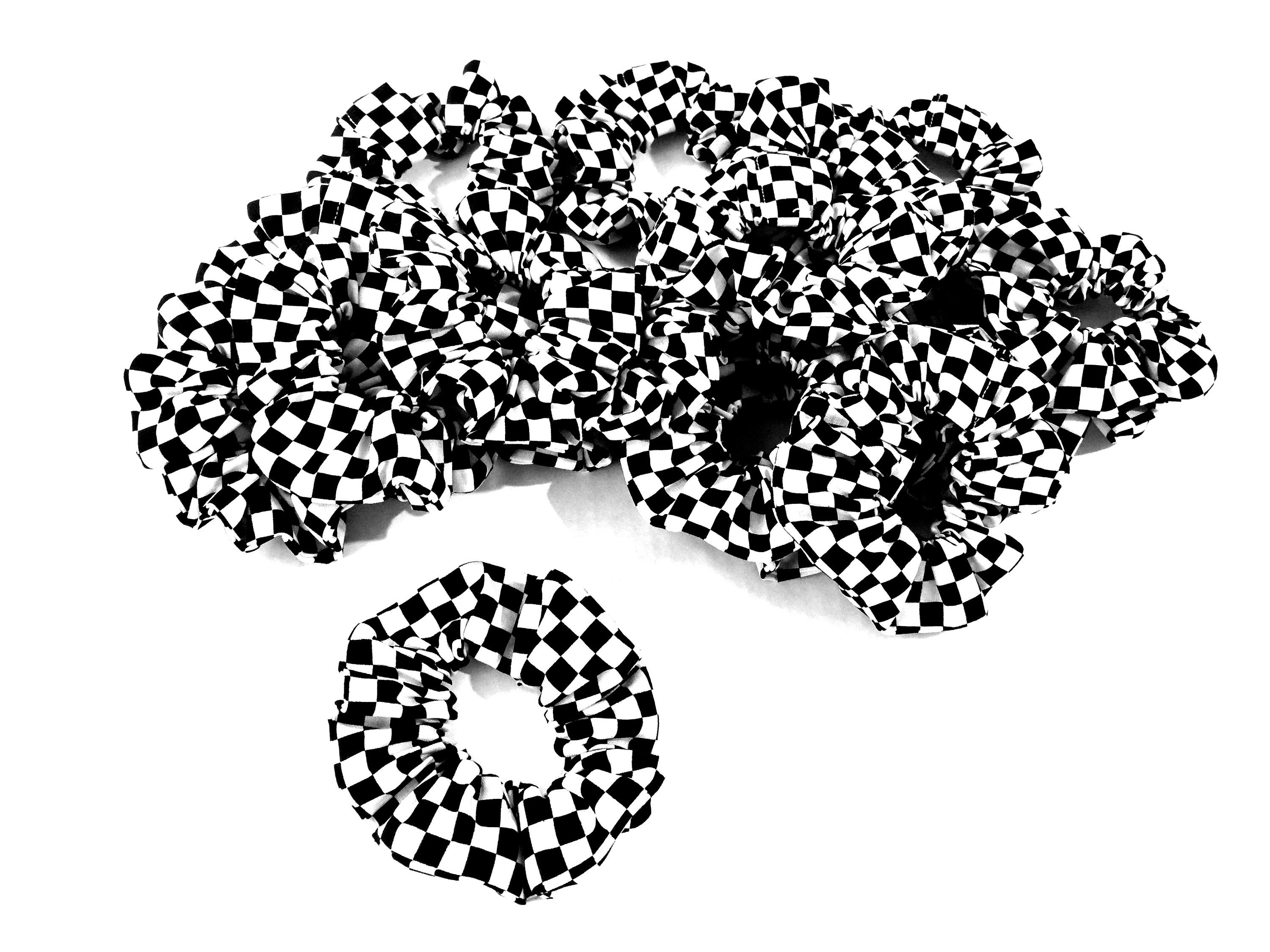 Checkerboard Hair Scrunchie Checkerboard Checkered Flag Etsy