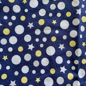 Stars Print Fabric Moons and Circles  All Over Print Fabric 100% Cotton