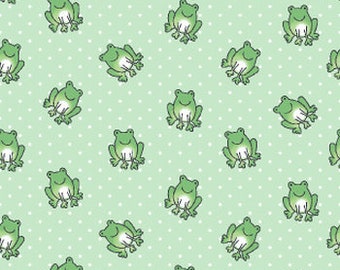 Cute frog blanket fabric Frog fabric by the yard Organic cotton fabric fat quarters Quilting fabric baby
