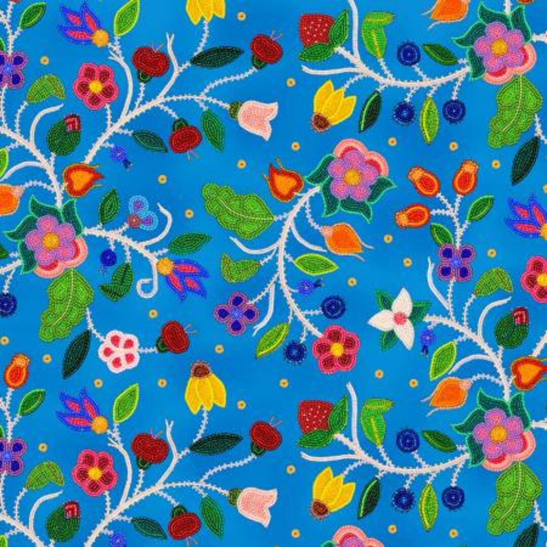 Hand Beaded Floral Fabric Elizabeth's Studio Hand Beaded Etsy