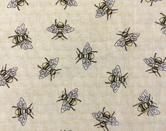 Natural Bees & Honeycomb  Fabric  Hive Rules By Timeless Treasures Collection  FQ Ships 1 Business Day