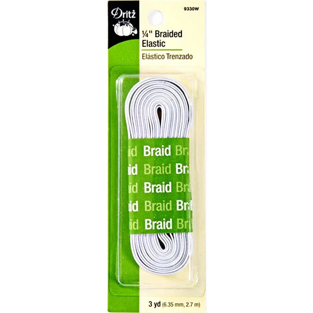 White Braided Elastic 1/4in X 3yds # 9330W by Dritz Elastic Face Mask ...