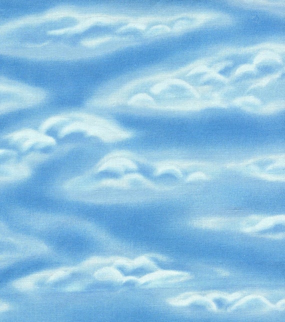 Lil' Wizards - Clouds (30553 B) in Blue for QT Fabrics HALF
