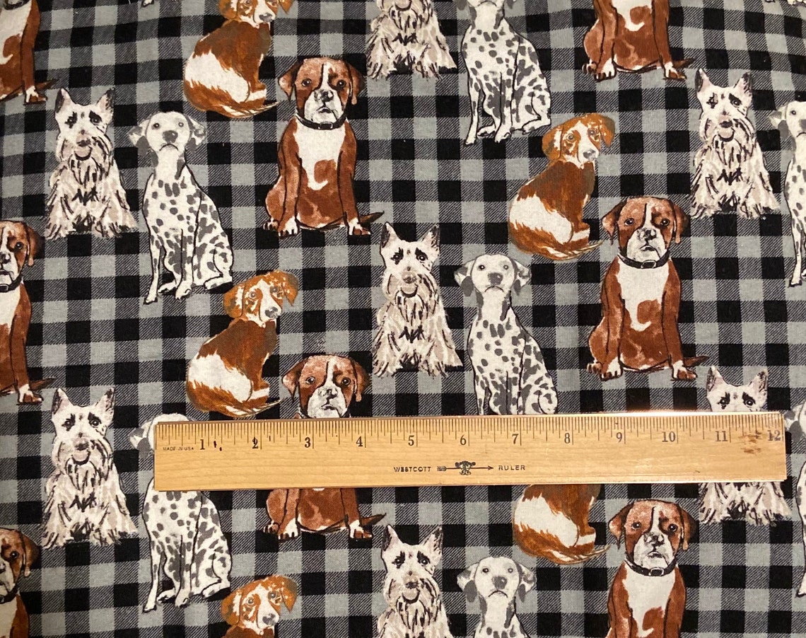 Picture of Dog Flannel Fabric Dogs Flannel Fabric Cotton Flannel FQ Ships 1 ...