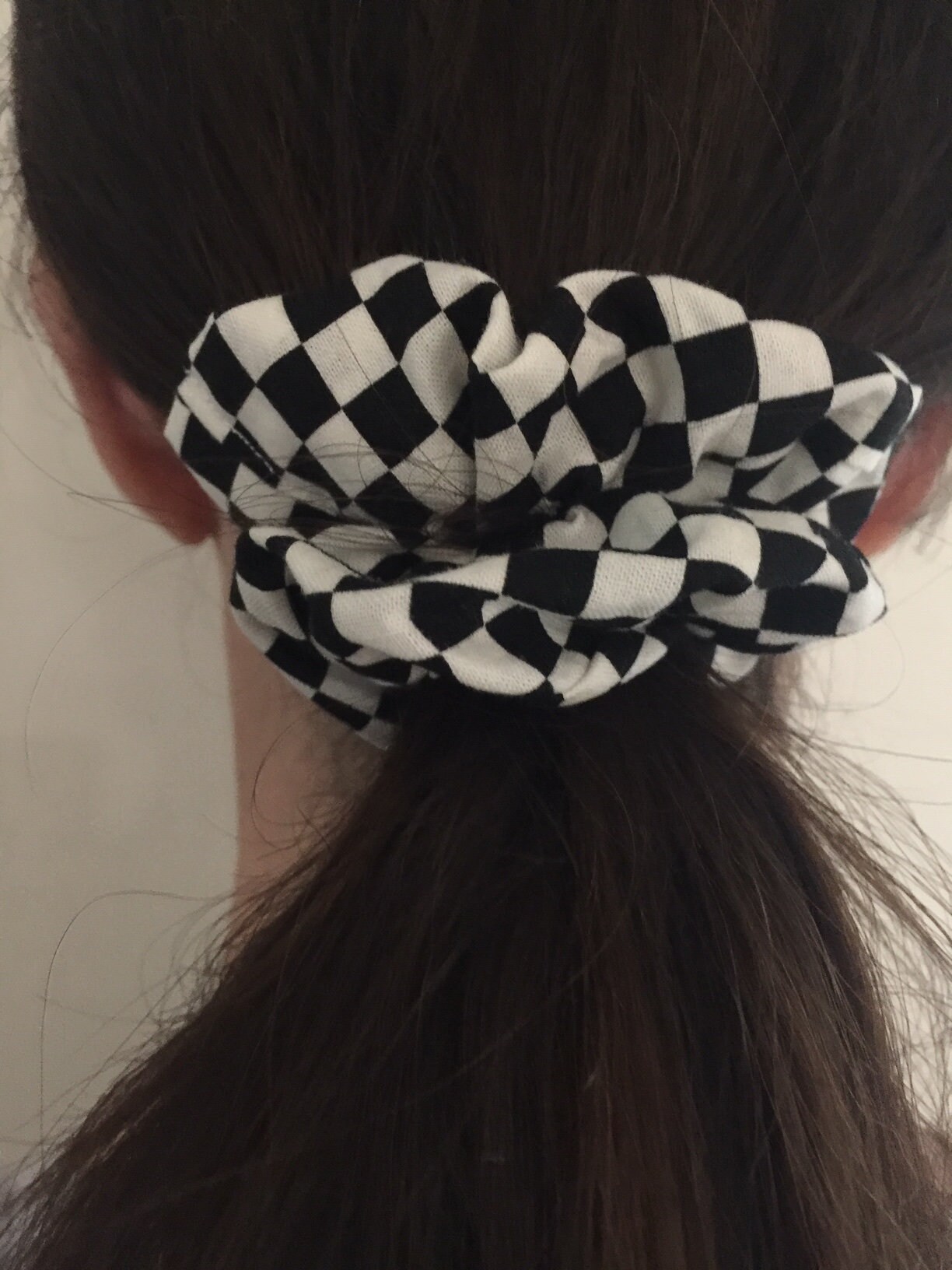 Checkerboard Hair Scrunchie Checkerboard Checkered Flag Etsy