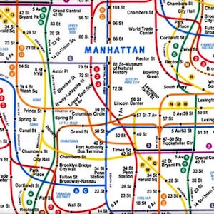 New York City Fabric  Subway Map On White  100% Cotton Fabric Pre-Cut   FQ Ships 1 Business Day